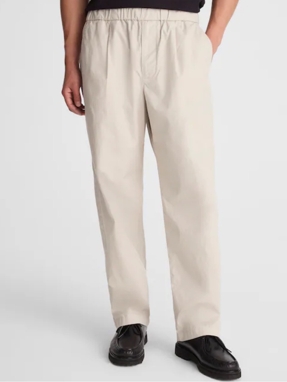NEW MADEWELL Men's Pleated Poplin‎ Pull-On Pant Form Gray Minimalist Size Medium